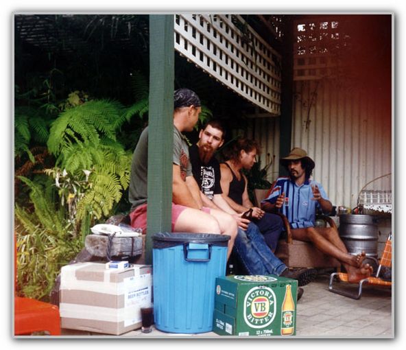 FJ & friends at the great canoe trip after party Oct 1995